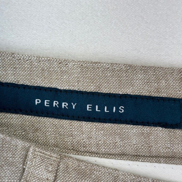 Perry Ellis Mens Linen Blend Drawstring Shorts Chinchilla Size 32 NWT New Casual - Picture 4 of 9
